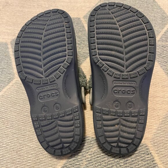 Crocs  // Classic Lined Clog  //  Blue with Grey fur Mens Size 6/Womens Size 8 - Picture 5 of 5